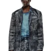 d-bla-dev-fse Blazer en denim dévoré à fines rayures
