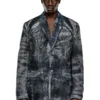 d-bla-dev-fse Blazer en denim dévoré à fines rayures