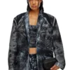 d-bla-dev-fse Blazer en denim dévoré à fines rayures