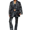 d-bla-dev-fse Blazer en denim dévoré à fines rayures