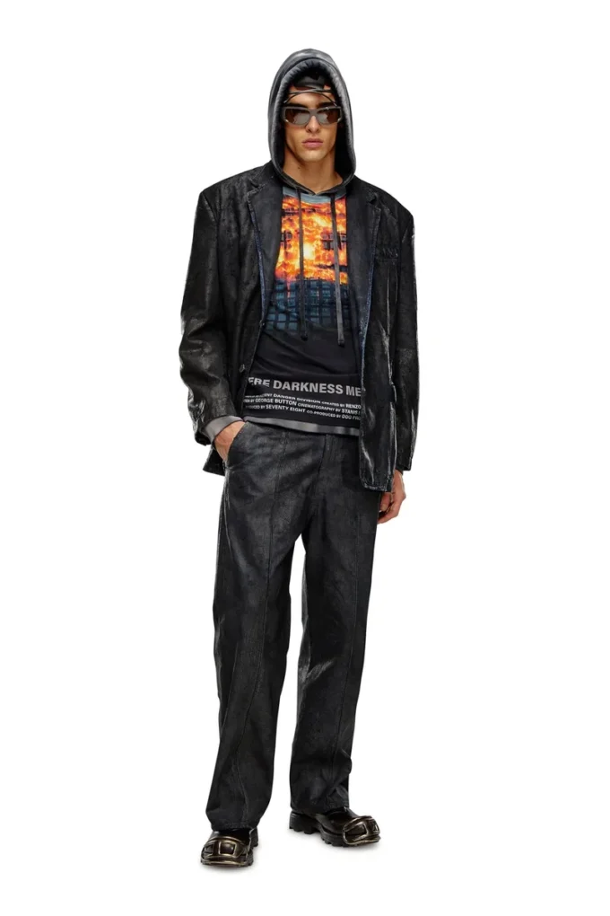d-bla-fse Blazer en denim avec revêtement craquelé