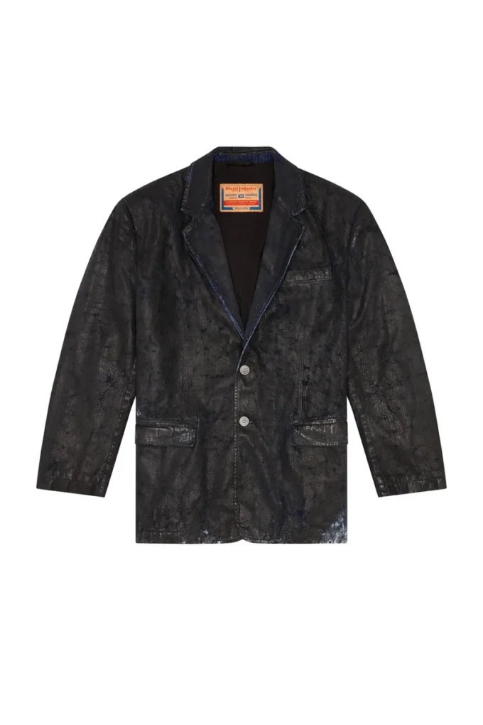 d-bla-fse Blazer en denim avec revêtement craquelé