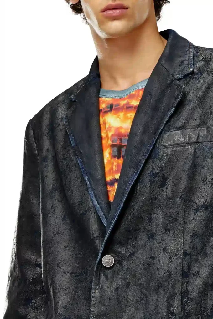 d-bla-fse Blazer en denim avec revêtement craquelé