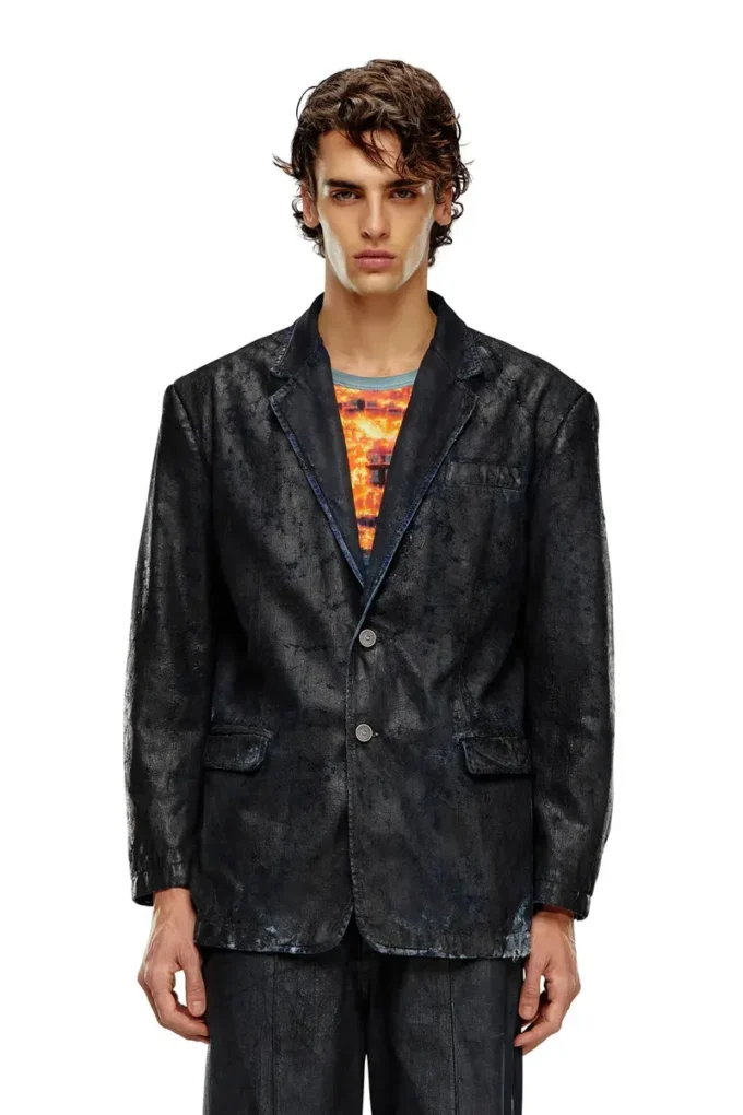 d-bla-fse Blazer en denim avec revêtement craquelé