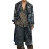 d-bla-long-dev-fse Manteau en denim dévoré à fines rayures