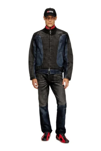 d-blenk-s Veste style motard en denim bicolore