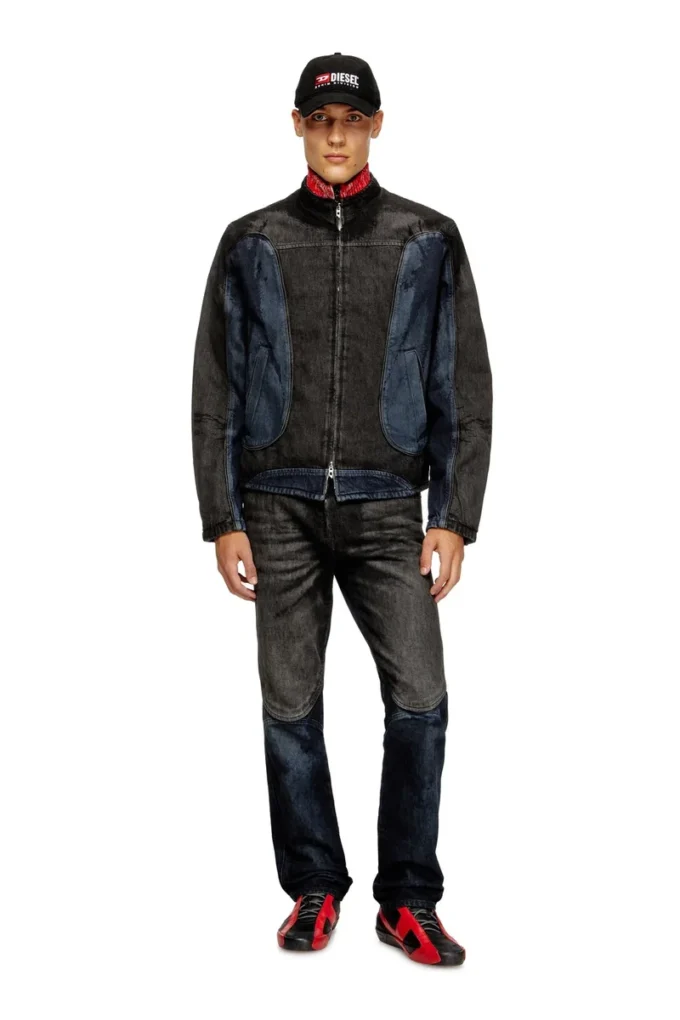 d-blenk-s Veste style motard en denim bicolore