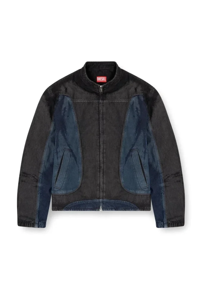 d-blenk-s Veste style motard en denim bicolore