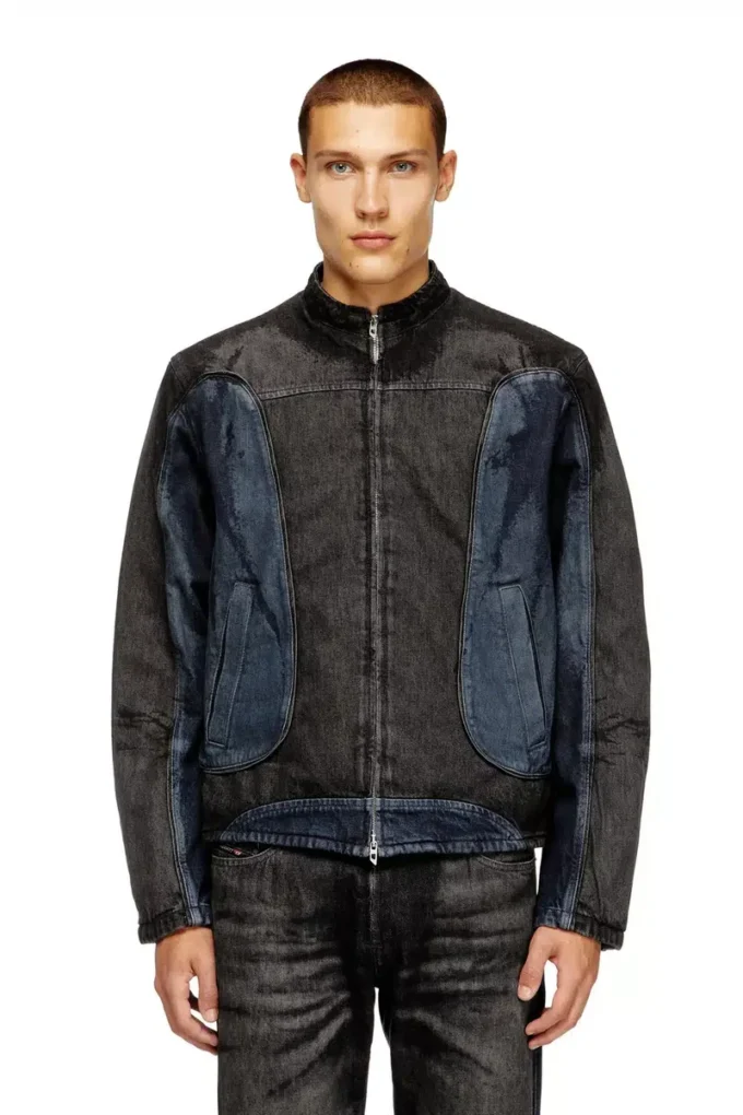 d-blenk-s Veste style motard en denim bicolore