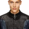 d-blenk-s Veste style motard en denim bicolore