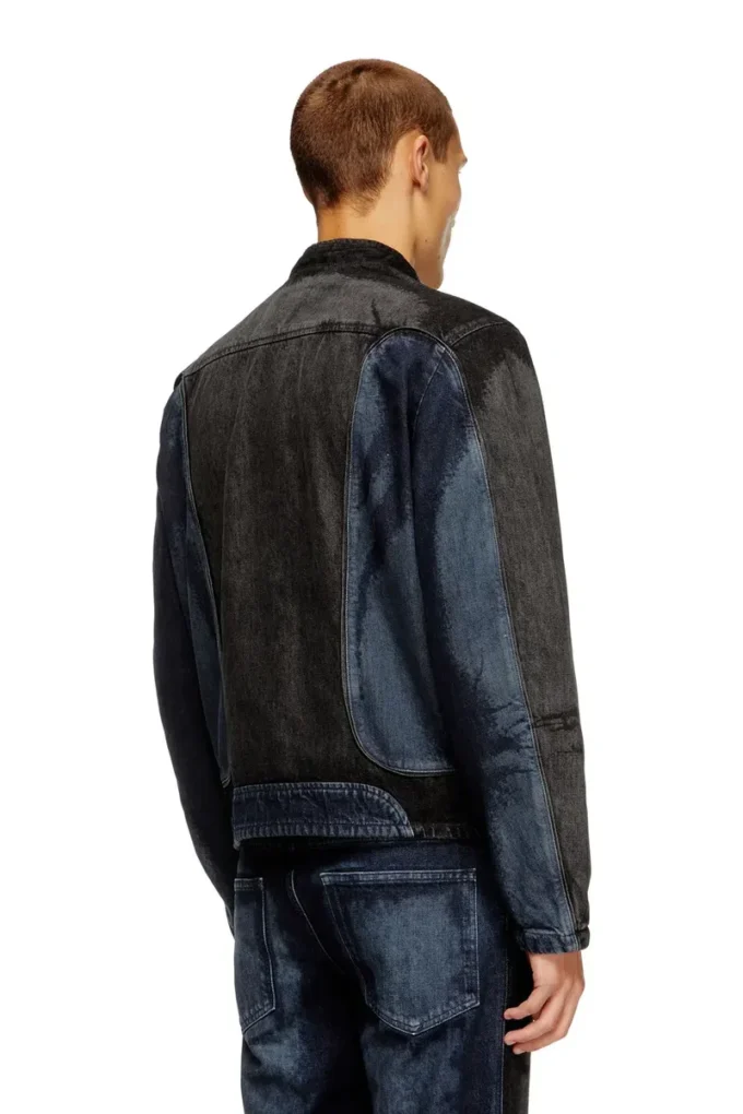 d-blenk-s Veste style motard en denim bicolore