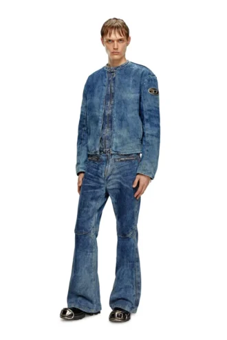 d-calur-fse Veste en denim avec détails zip motard