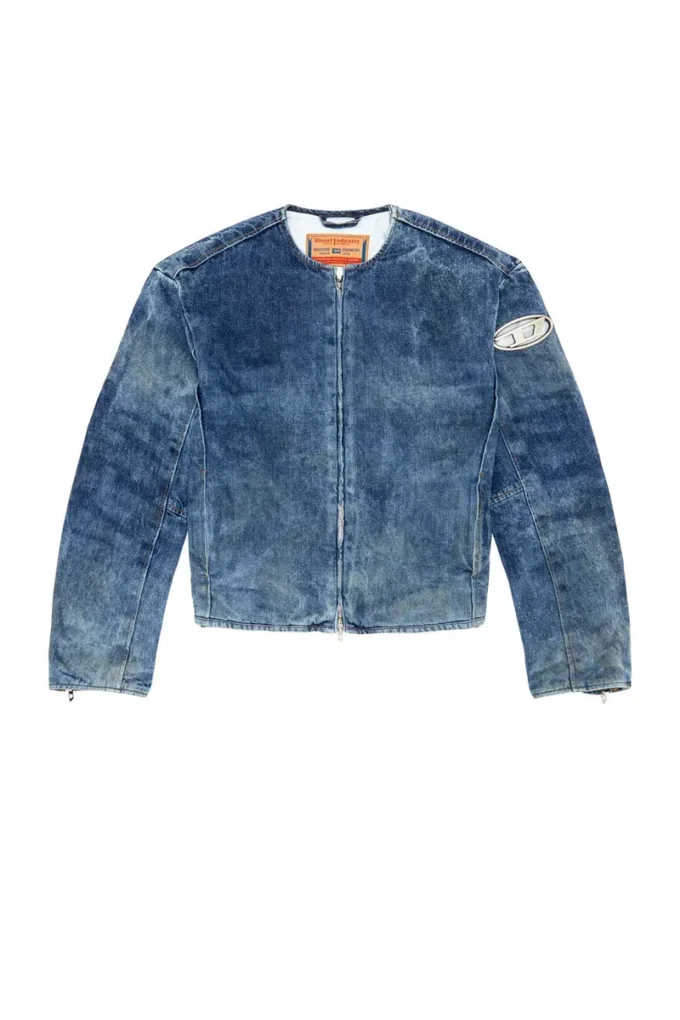 d-calur-fse Veste en denim avec détails zip motard