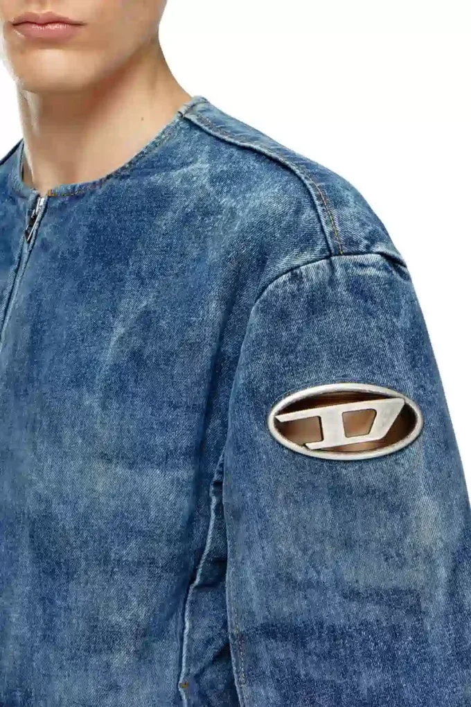 d-calur-fse Veste en denim avec détails zip motard