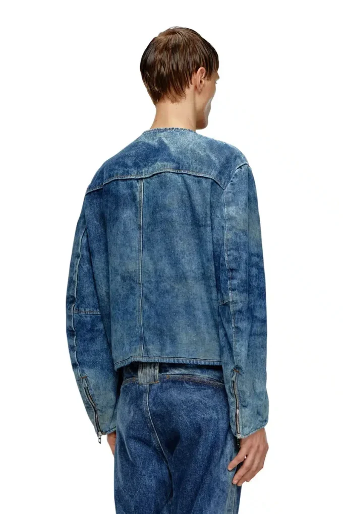 d-calur-fse Veste en denim avec détails zip motard