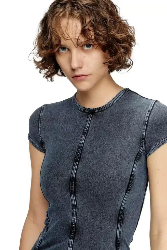 d-cupsleeves Mini-robe en jersey aspect denim