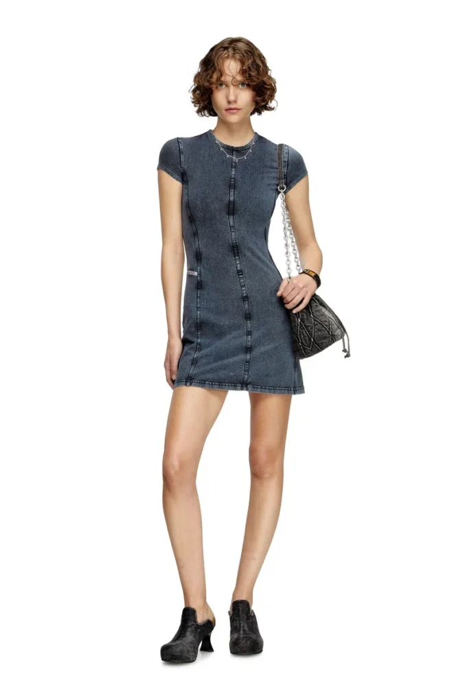 d-cupsleeves Mini-robe en jersey aspect denim