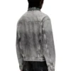 d-denver-s Veste trucker en denim avec bordures en cuir ton sur ton