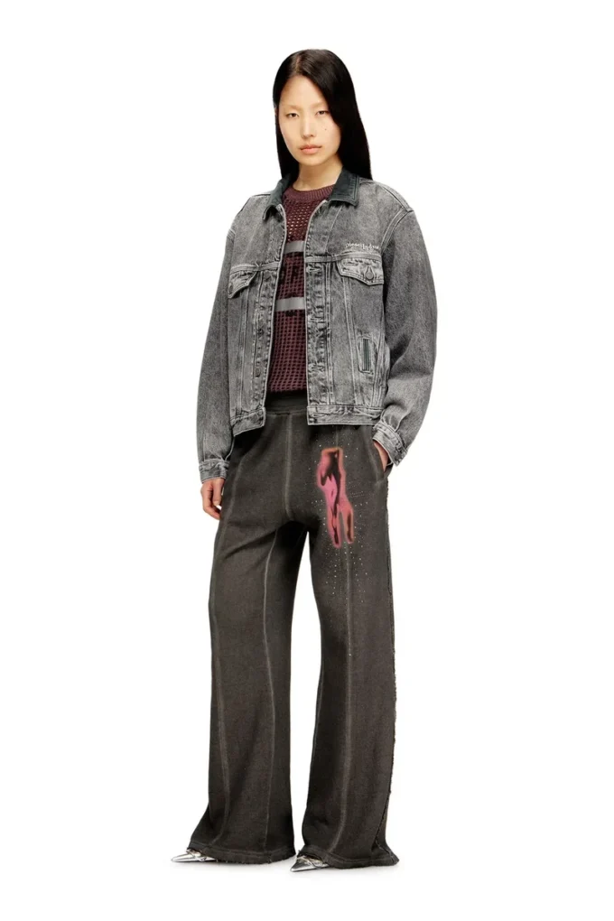 d-denver-s Veste trucker en denim avec bordures en cuir ton sur ton