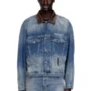 d-denver-s1 Veste trucker en denim avec bordures en cuir contrastées