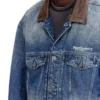 d-denver-s1 Veste trucker en denim avec bordures en cuir contrastées