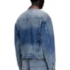 d-denver-s1 Veste trucker en denim avec bordures en cuir contrastées