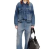 d-denver-s1 Veste trucker en denim avec bordures en cuir contrastées