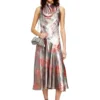 d-ebra Robe midi métallisée à imprimé roses