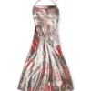 d-ebra Robe midi métallisée à imprimé roses