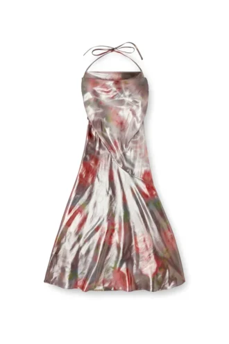 d-ebra Robe midi métallisée à imprimé roses