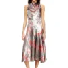 d-ebra Robe midi métallisée à imprimé roses