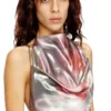 d-ebra Robe midi métallisée à imprimé roses