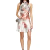 d-ebra-short Robe courte métallisée à imprimé roses floues