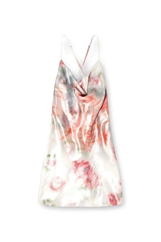d-ebra-short Robe courte métallisée à imprimé roses floues