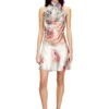 d-ebra-short Robe courte métallisée à imprimé roses floues