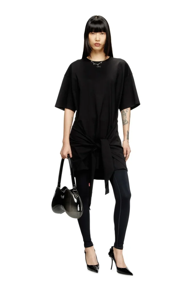 d-eivor Robe t-shirt avec nœud sur le devant