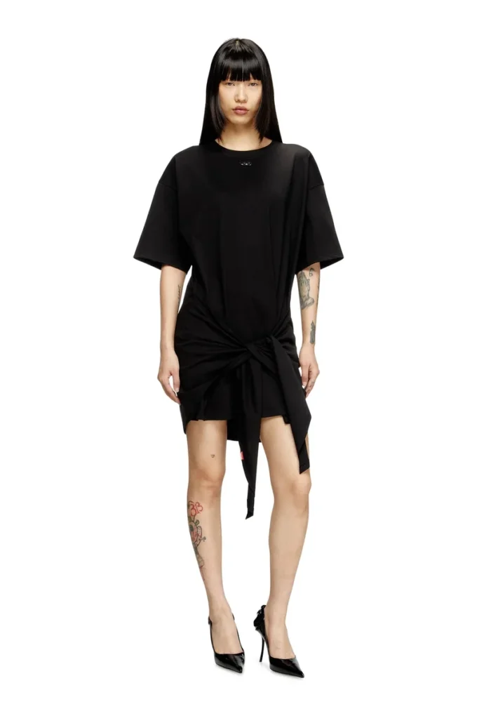 d-eivor Robe t-shirt avec nœud sur le devant