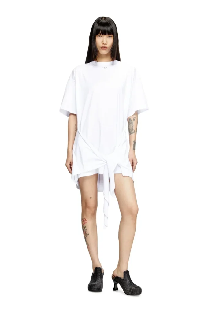 d-eivor Robe t-shirt avec nœud sur le devant