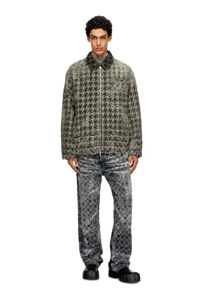 d-elmo-fsh Veste en denim à motif pied-de-poule