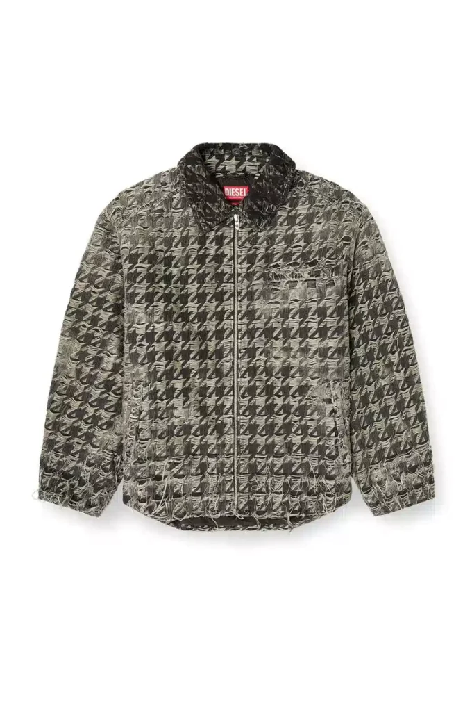 d-elmo-fsh Veste en denim à motif pied-de-poule