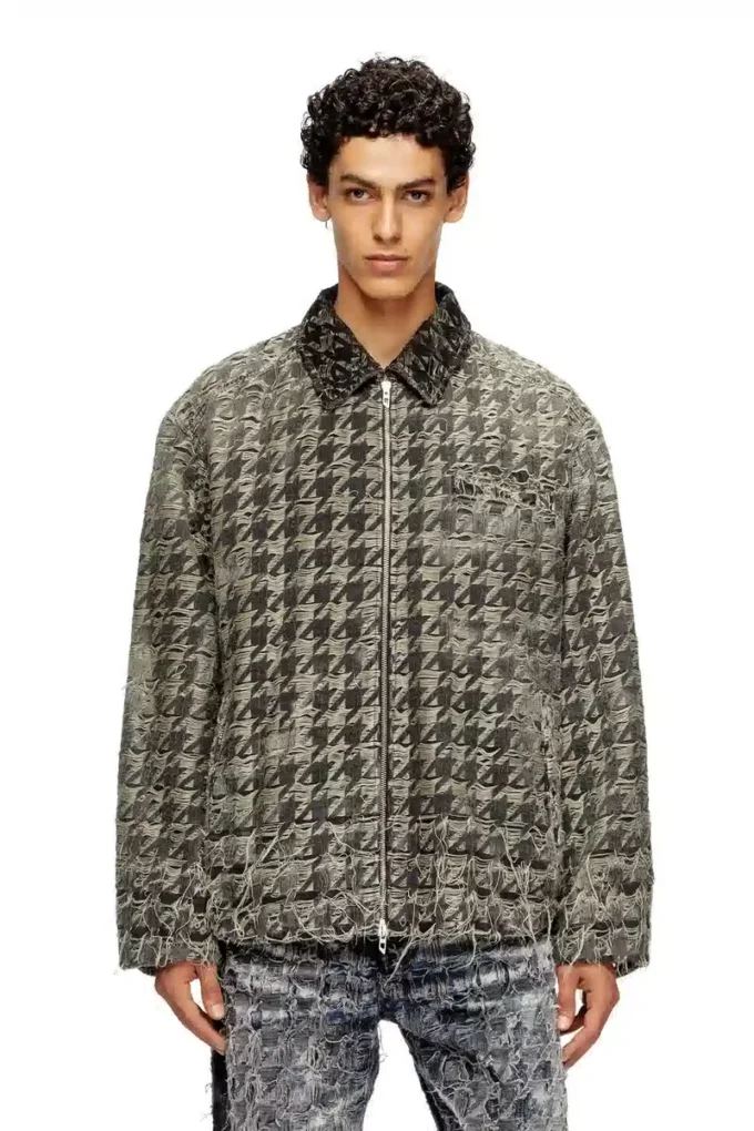 d-elmo-fsh Veste en denim à motif pied-de-poule