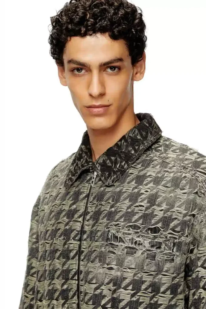 d-elmo-fsh Veste en denim à motif pied-de-poule