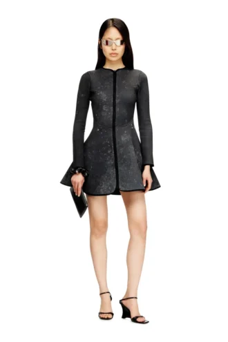 d-eopre Robe courte en scuba marbré
