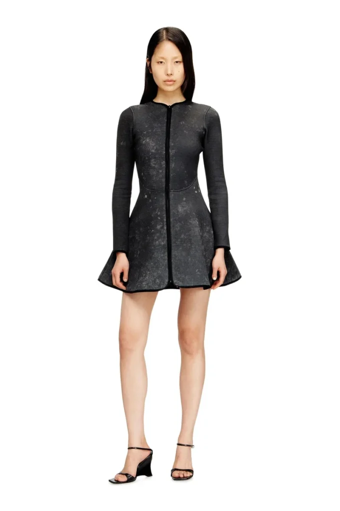 d-eopre Robe courte en scuba marbré