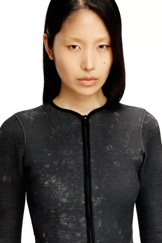 d-eopre Robe courte en scuba marbré