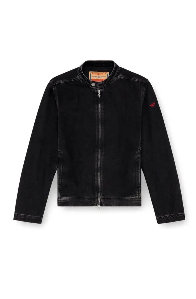 d-glory Veste moto en denim délavé