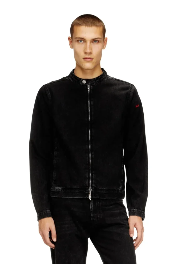 d-glory Veste moto en denim délavé