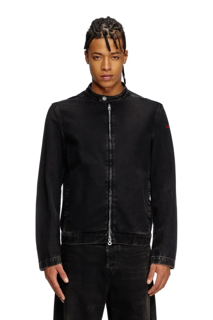 d-glory Veste moto en denim délavé