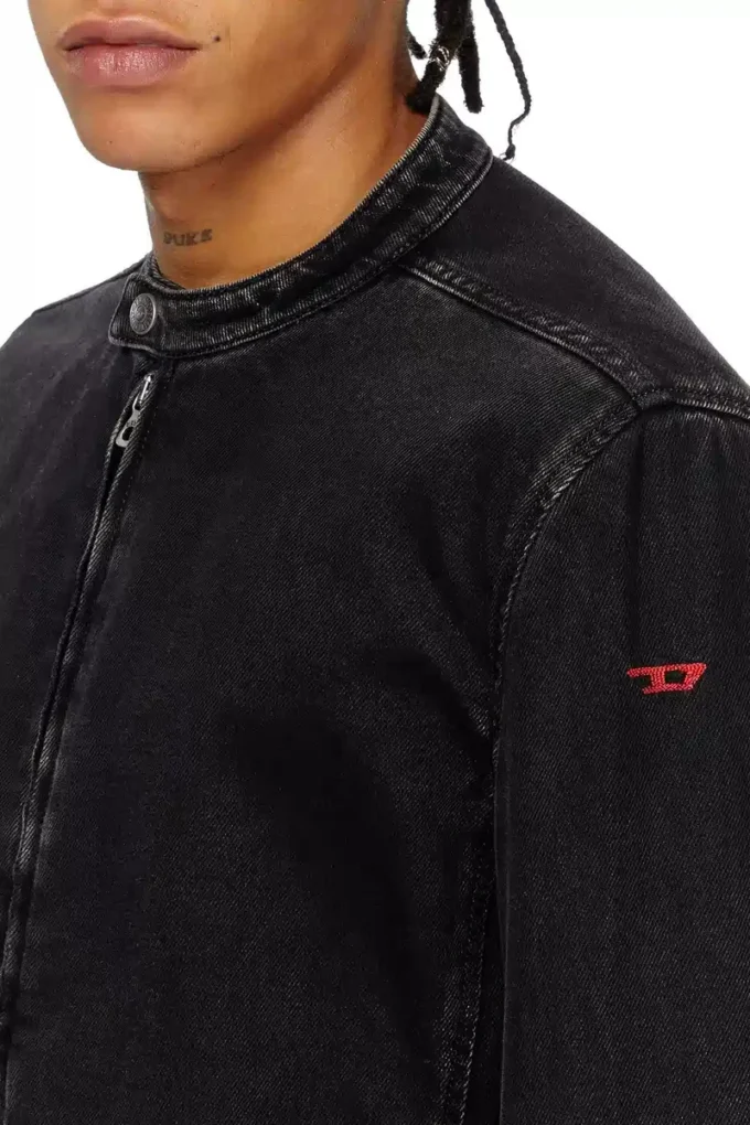 d-glory Veste moto en denim délavé
