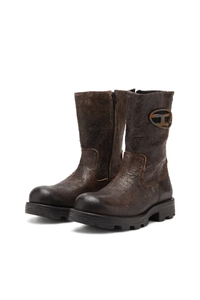 d-hammer bkr d w Bottes D-Hammer-Biker en daim craquelé vieilli